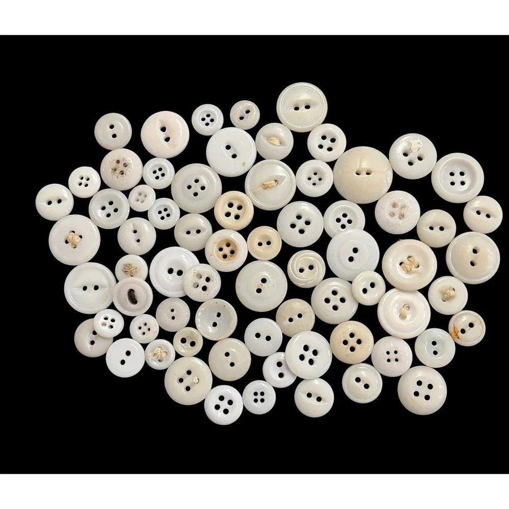 Vintage Antique White Milk Glass China Bone Sewing Buttons Lot Craft Supply